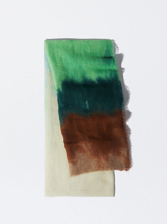 Linen Tie-Dye Scarf, Multicolor, hi-res
