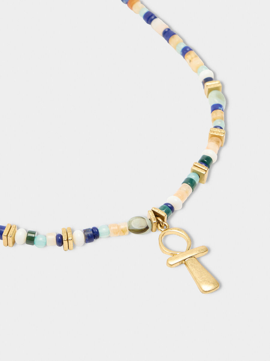 Short necklace with multicolor stones