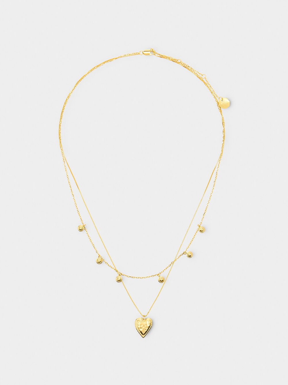 Double necklace with heart pendant - 925 sterling silver