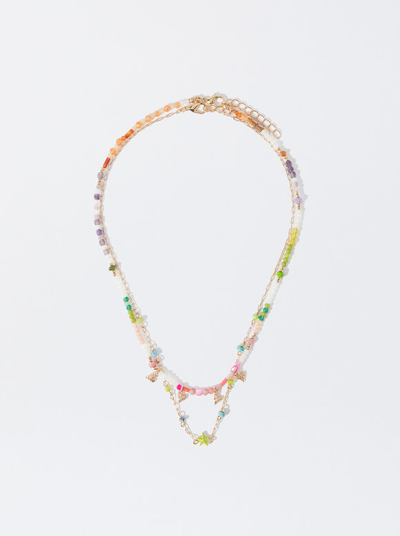 Set Of Golden Necklaces, Multicolor, hi-res