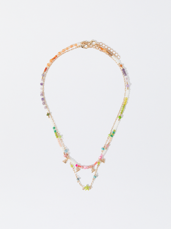Set Of Golden Necklaces, Multicolor, hi-res