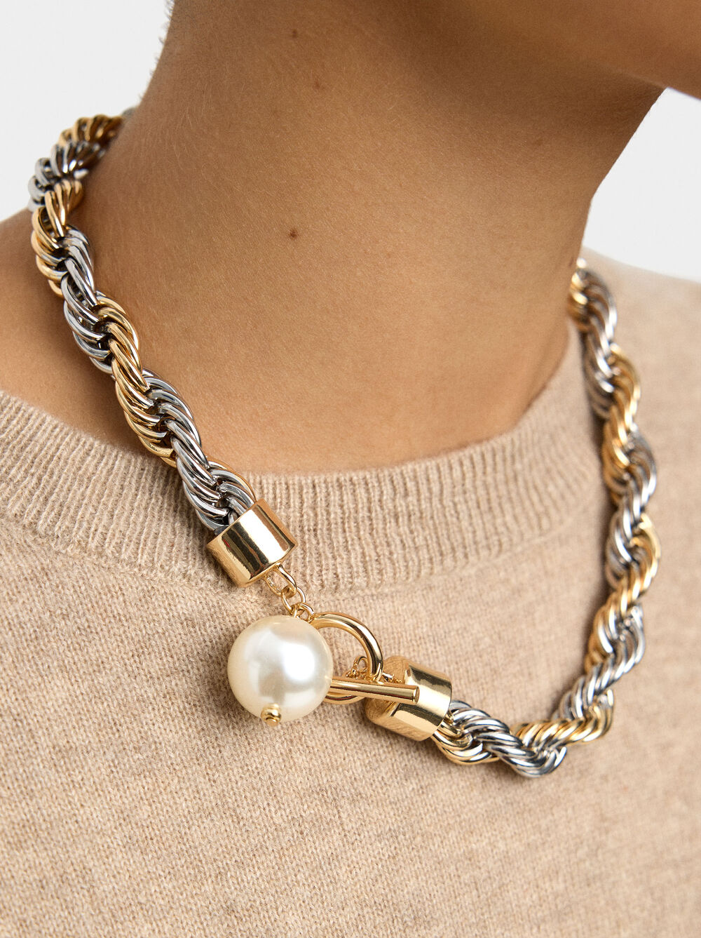 Solomon cord necklace with pearl