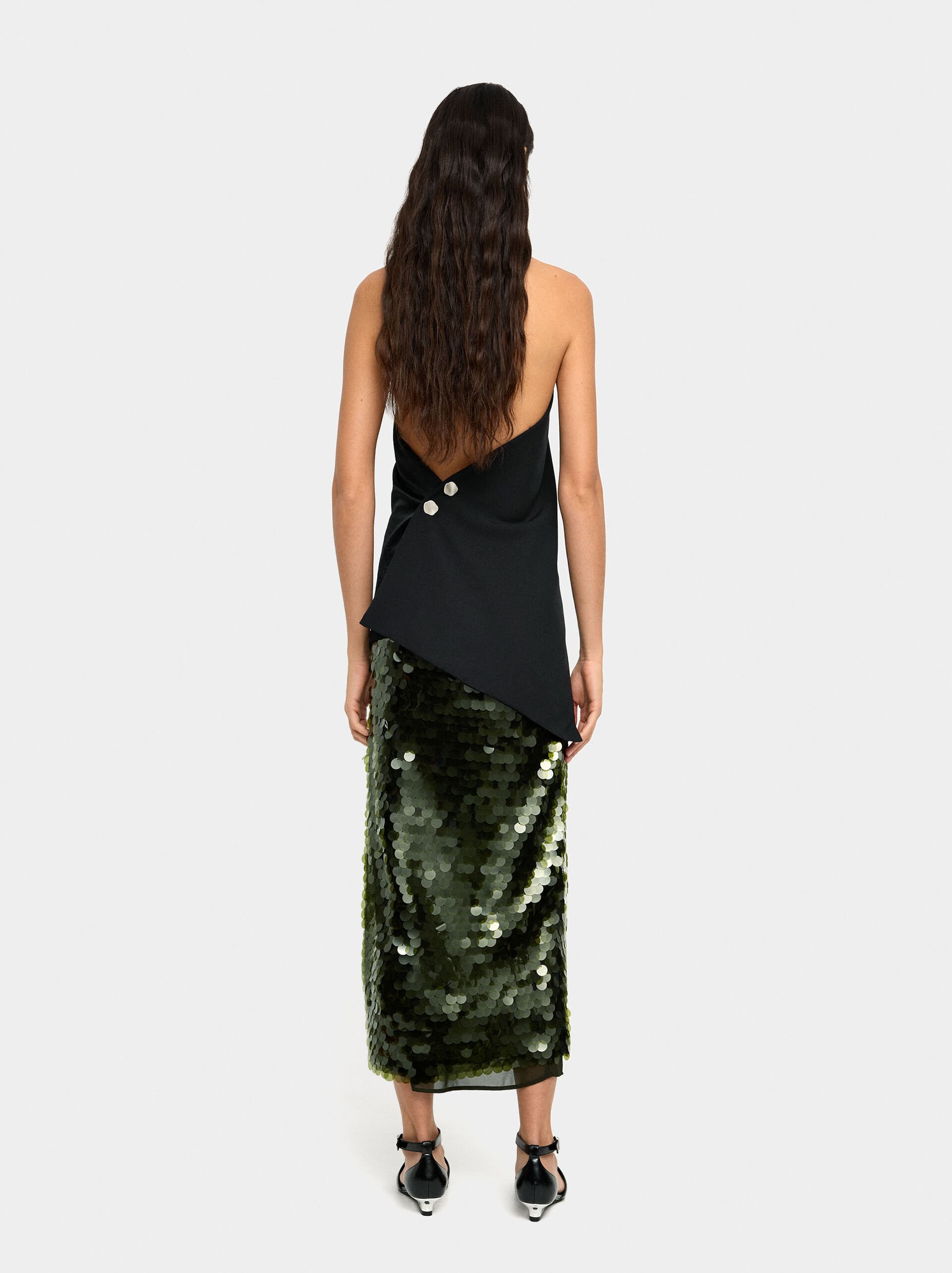 Long skirt with sequins image number 3.0
