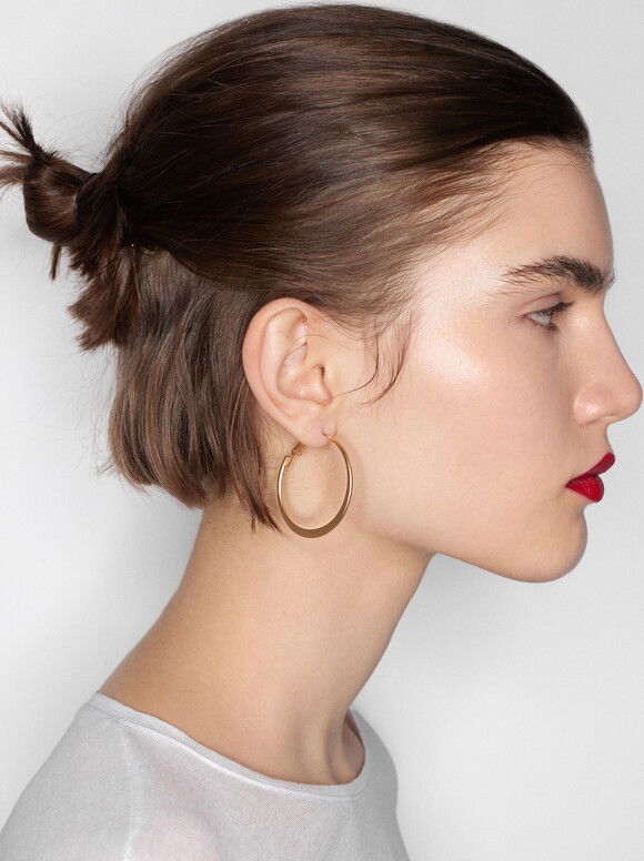 Set Of Golden Hoop Earrings, , hi-res