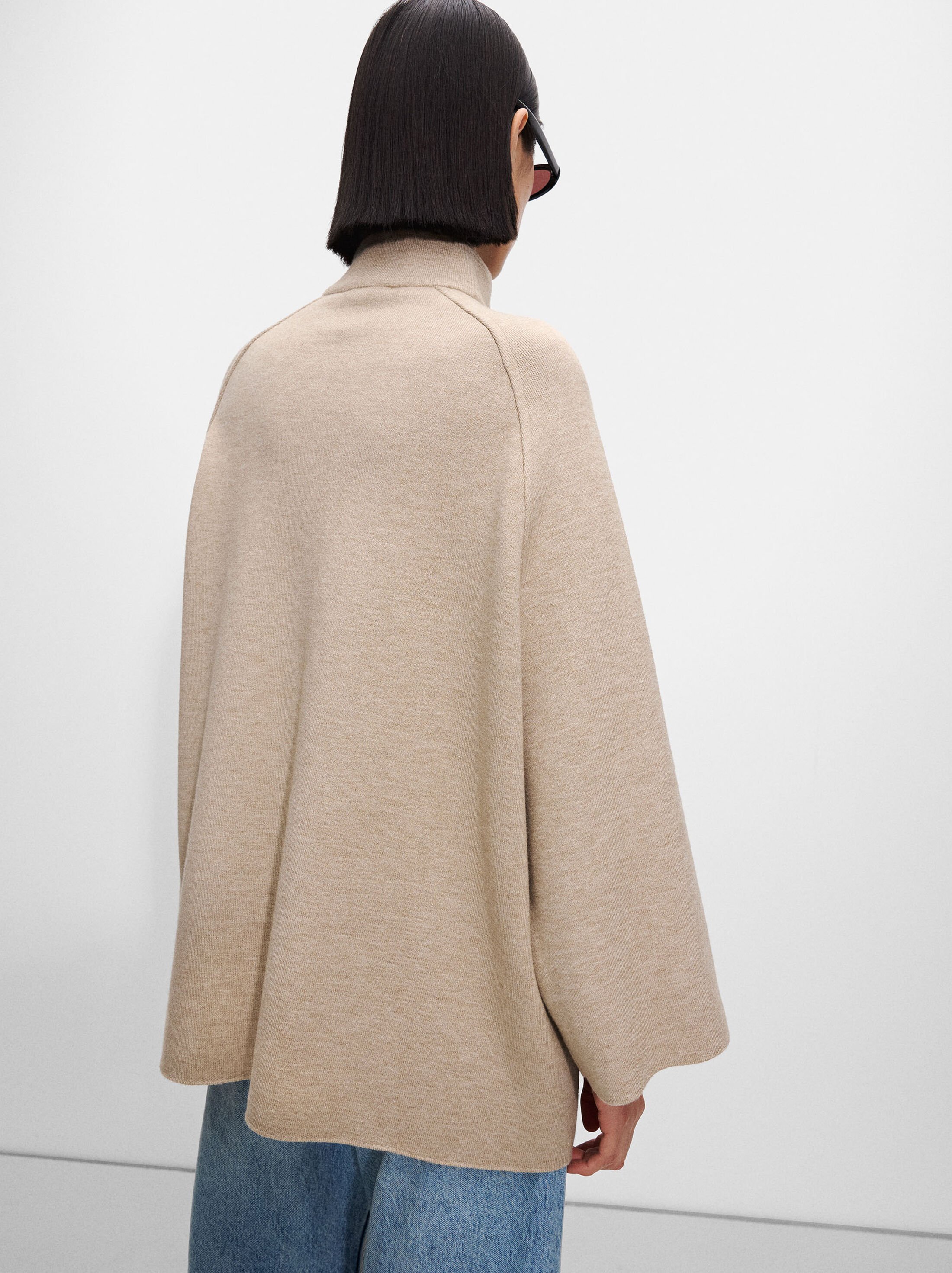 Knit poncho with high neck image number 3.0