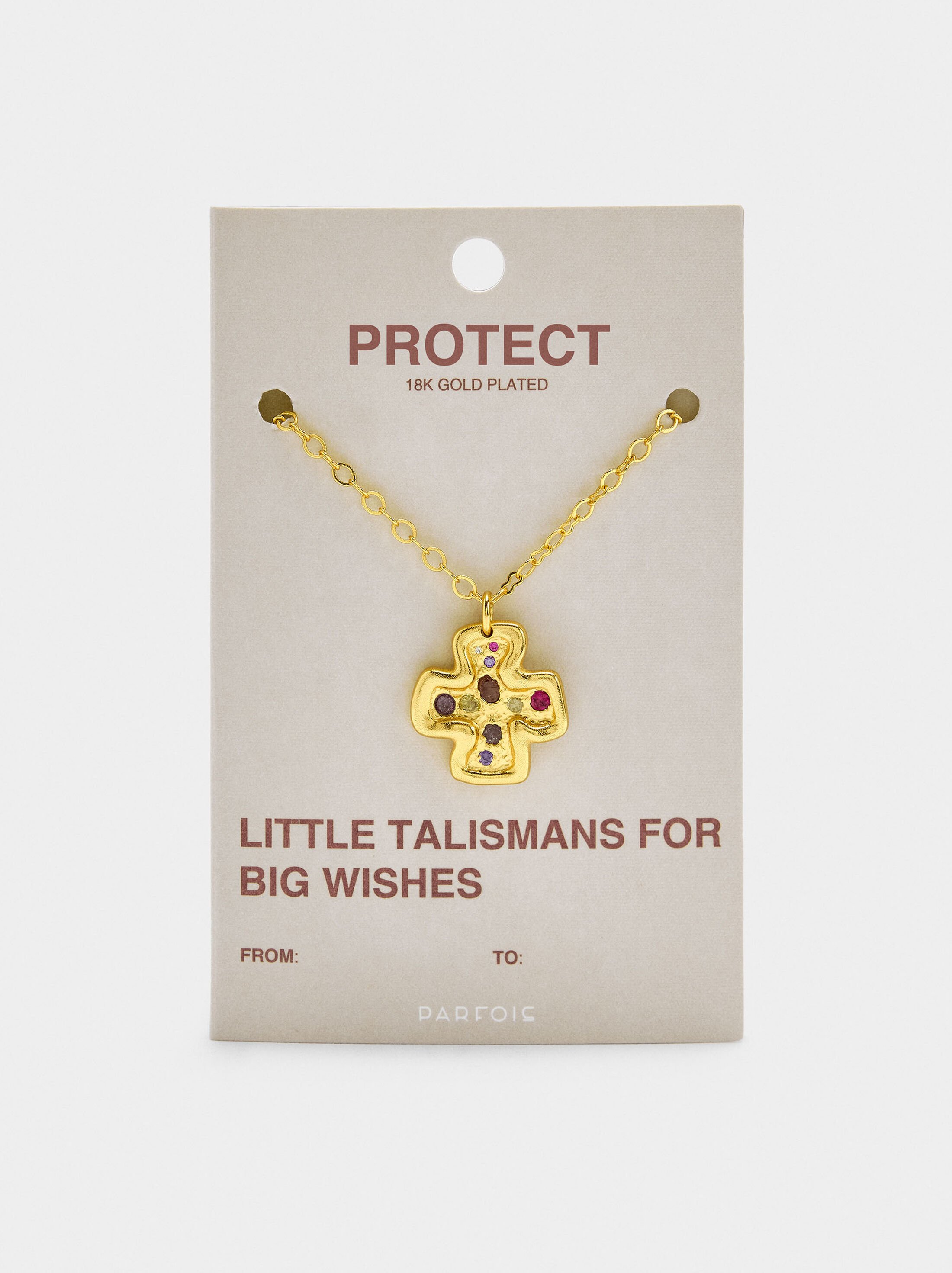 Necklace pendant cross with stones - 18k gold swim image number 3.0