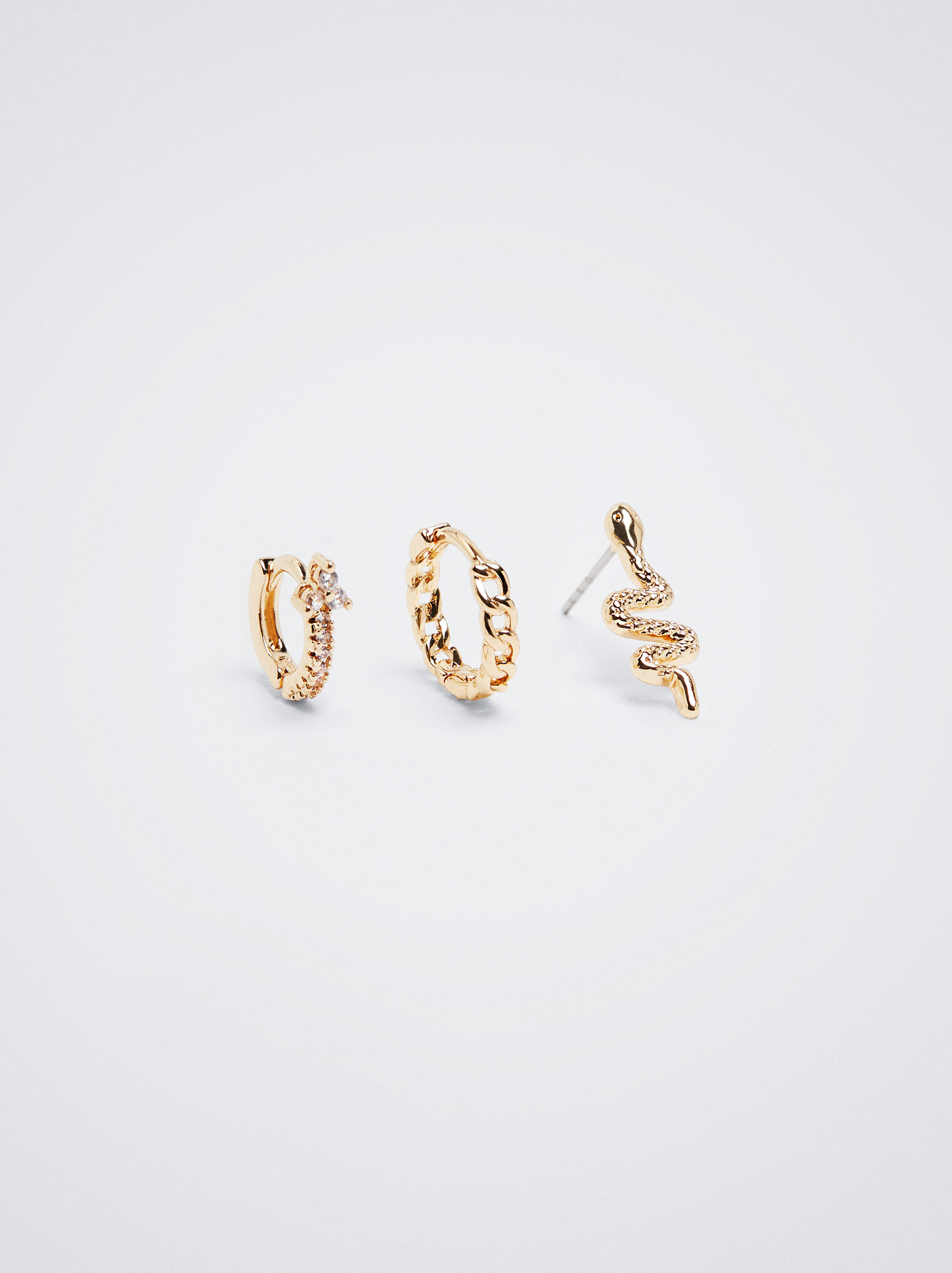 Set Of Hoop Earrings With Snake And Zirconia Multicolor Parfois