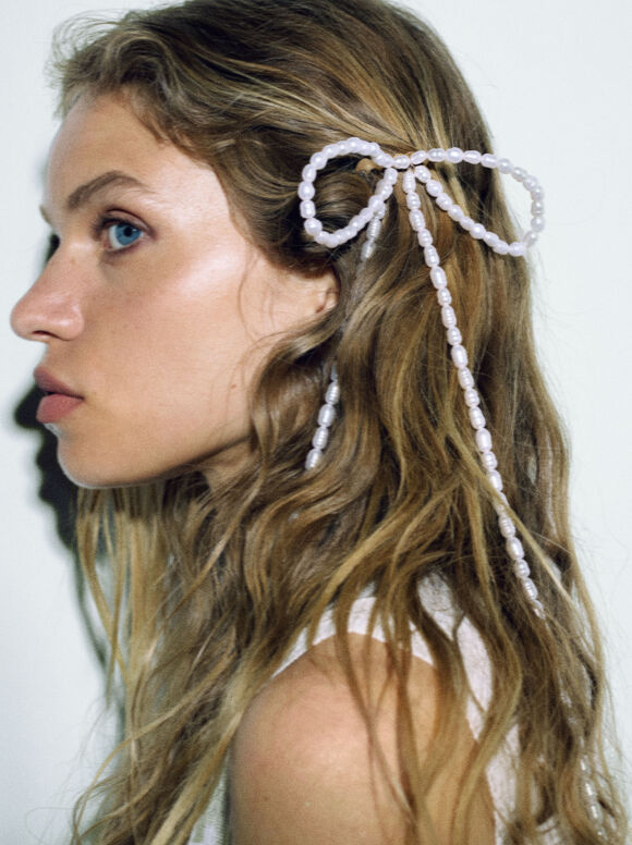 Peigne À Cheveux Avec Perles, Blanc, hi-res
