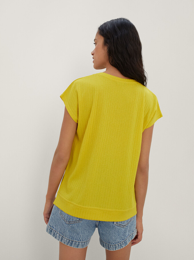 T-Shirt Made From Recycled Materials, Yellow, hi-res