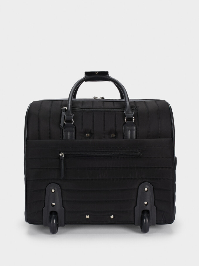 Quilted Nylon Trolley, Black, hi-res