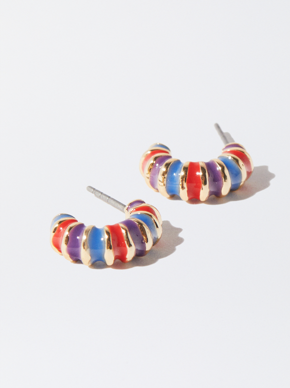 Multicoloured Hoop Earrings, Multicolor, hi-res