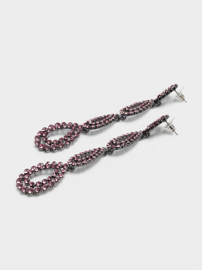 Dangle Earrings With Beads, Pink, hi-res
