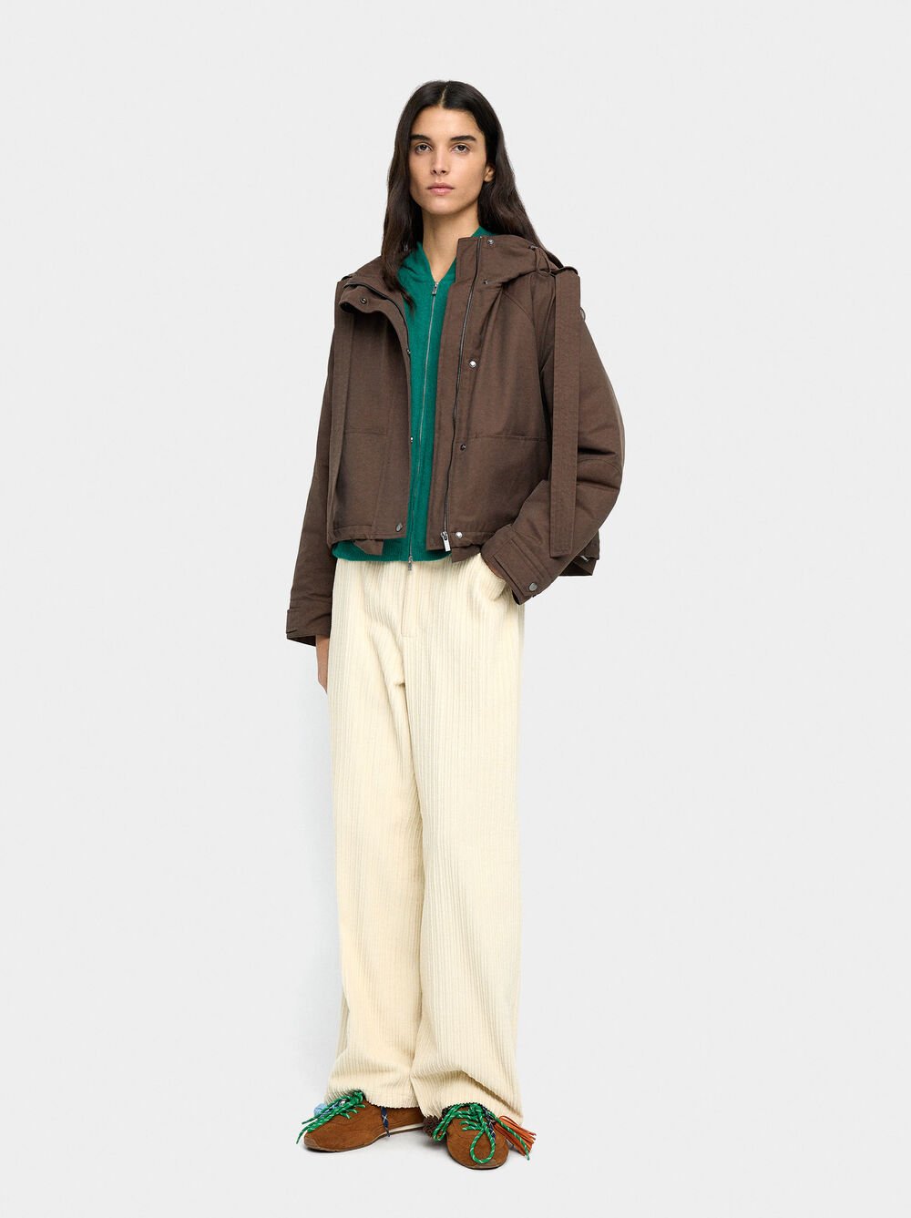 Jacket with hood water repellent