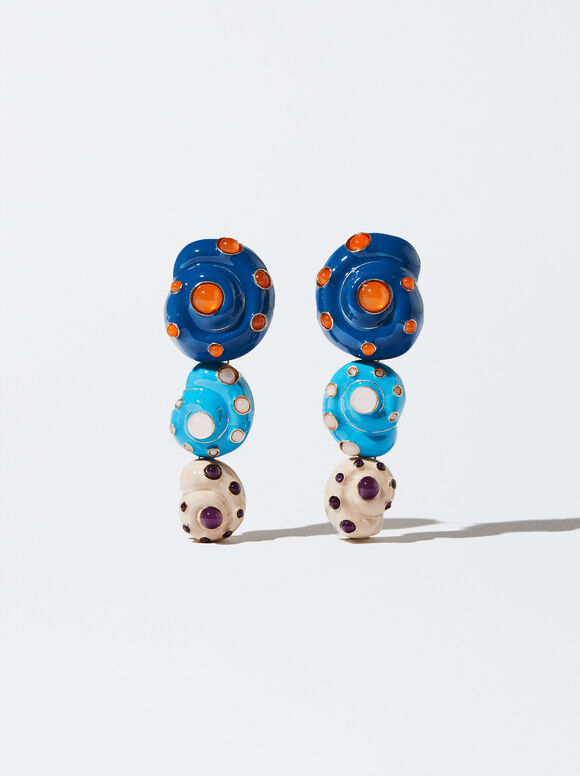 Online Exclusive - Seashell Clip Earrings, Multicolor, hi-res