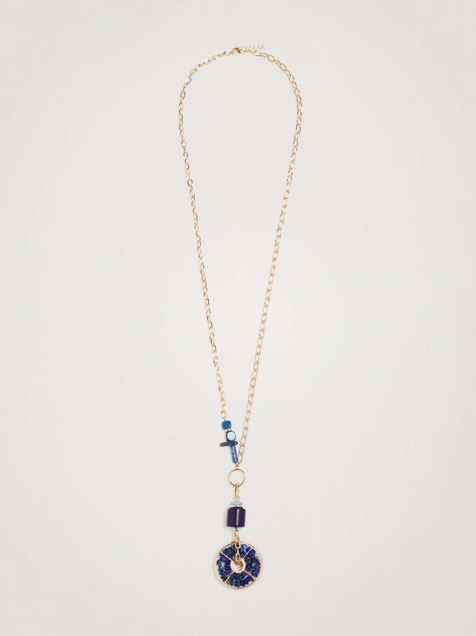 Necklace With Stone, Blue, hi-res