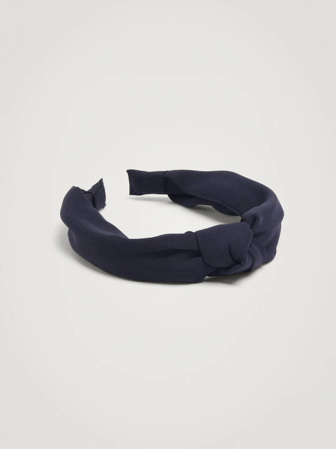 Wide Headband With Knot, Navy, hi-res