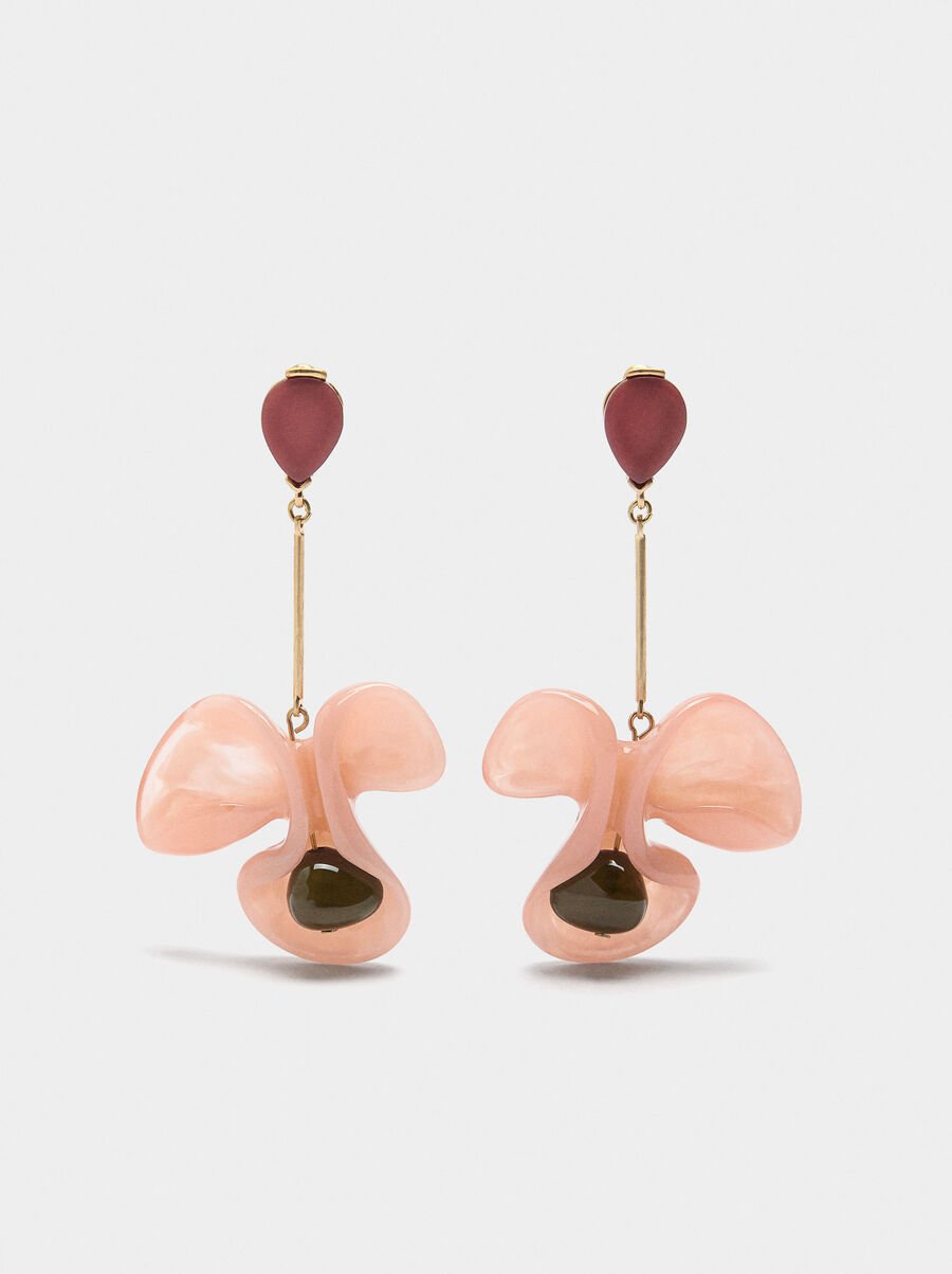 Pendientes largos de flor de resina