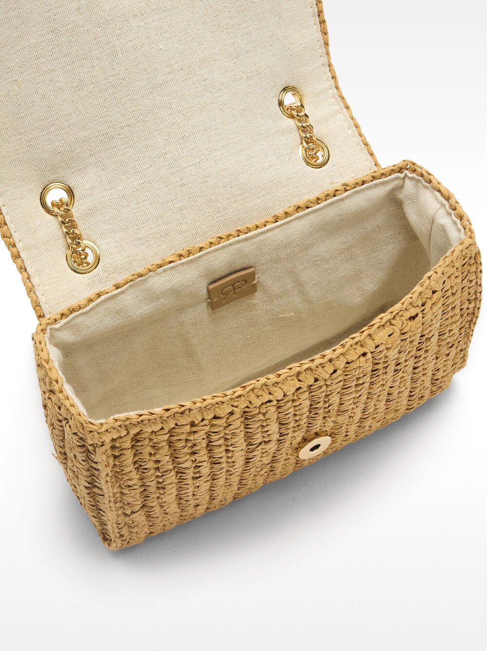 Straw-effect shoulder bag 
