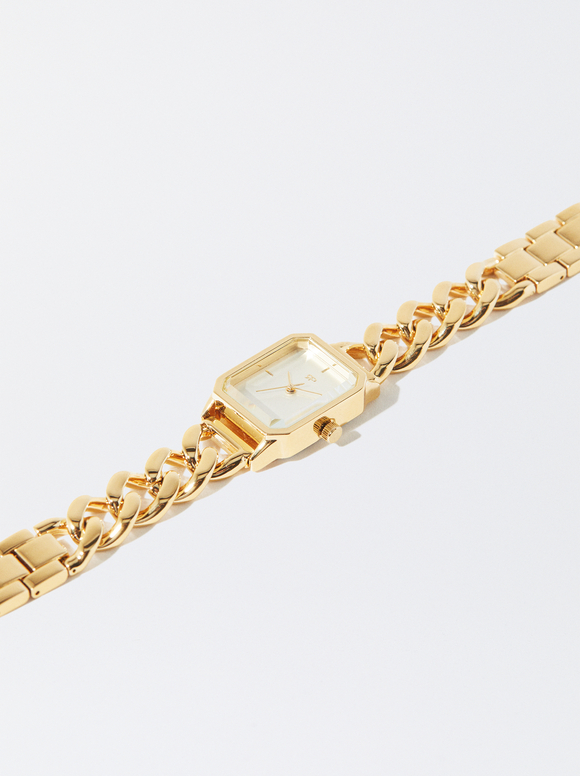 Gold Watch With Link Bracelet, Golden, hi-res