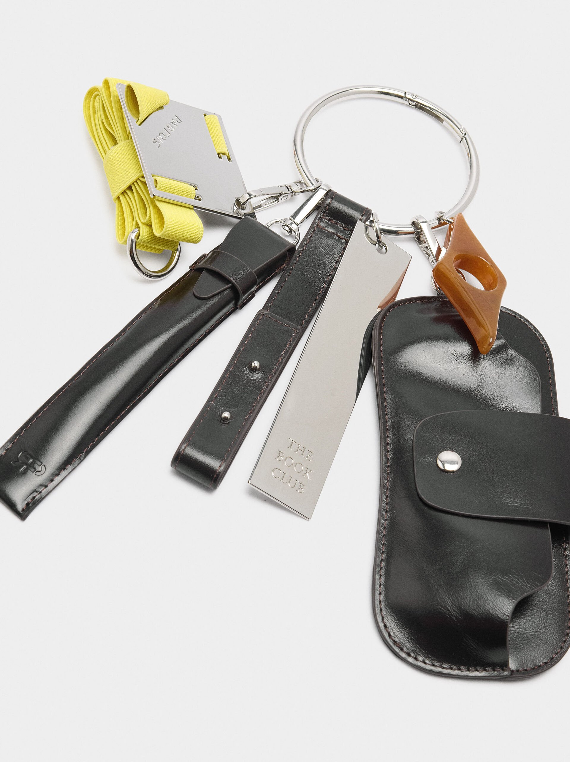 Keychain with leather details image number 2.0