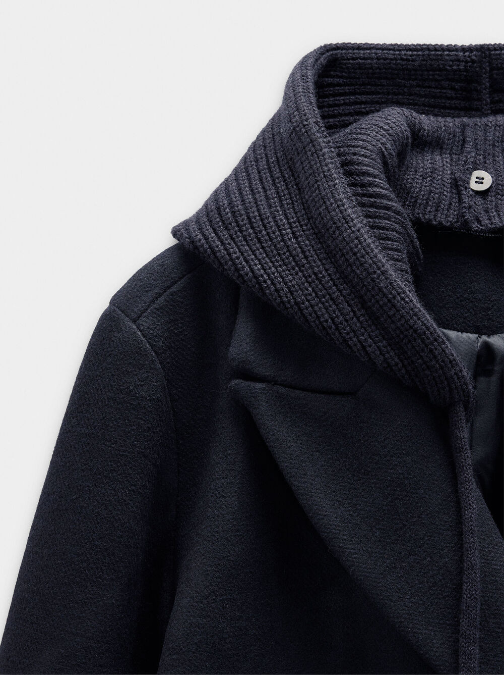 Jacket with wool blend with removable hood