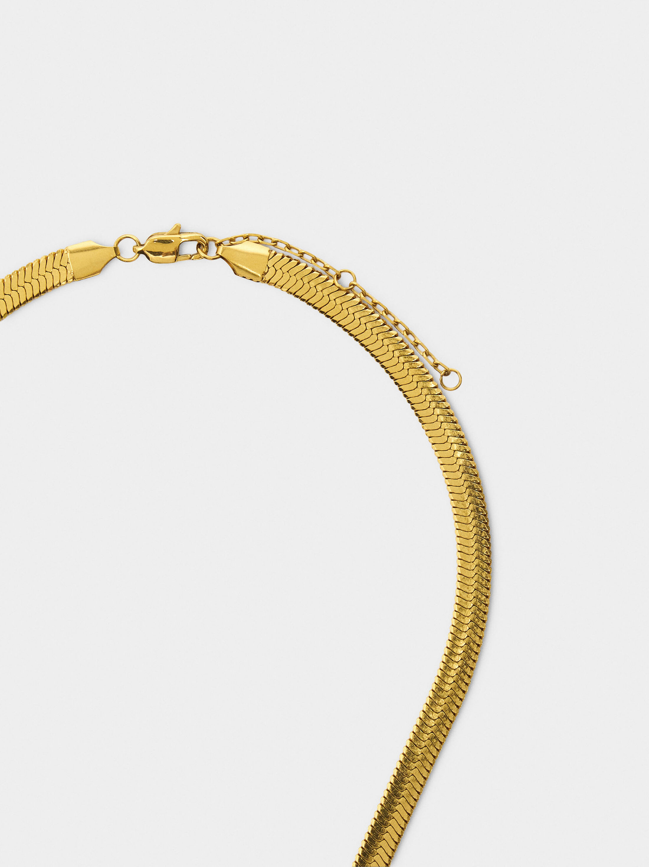 Short necklace with snake chain - stainless steel image number 3.0