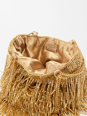 Party Handbag With Beads, Golden, hi-res