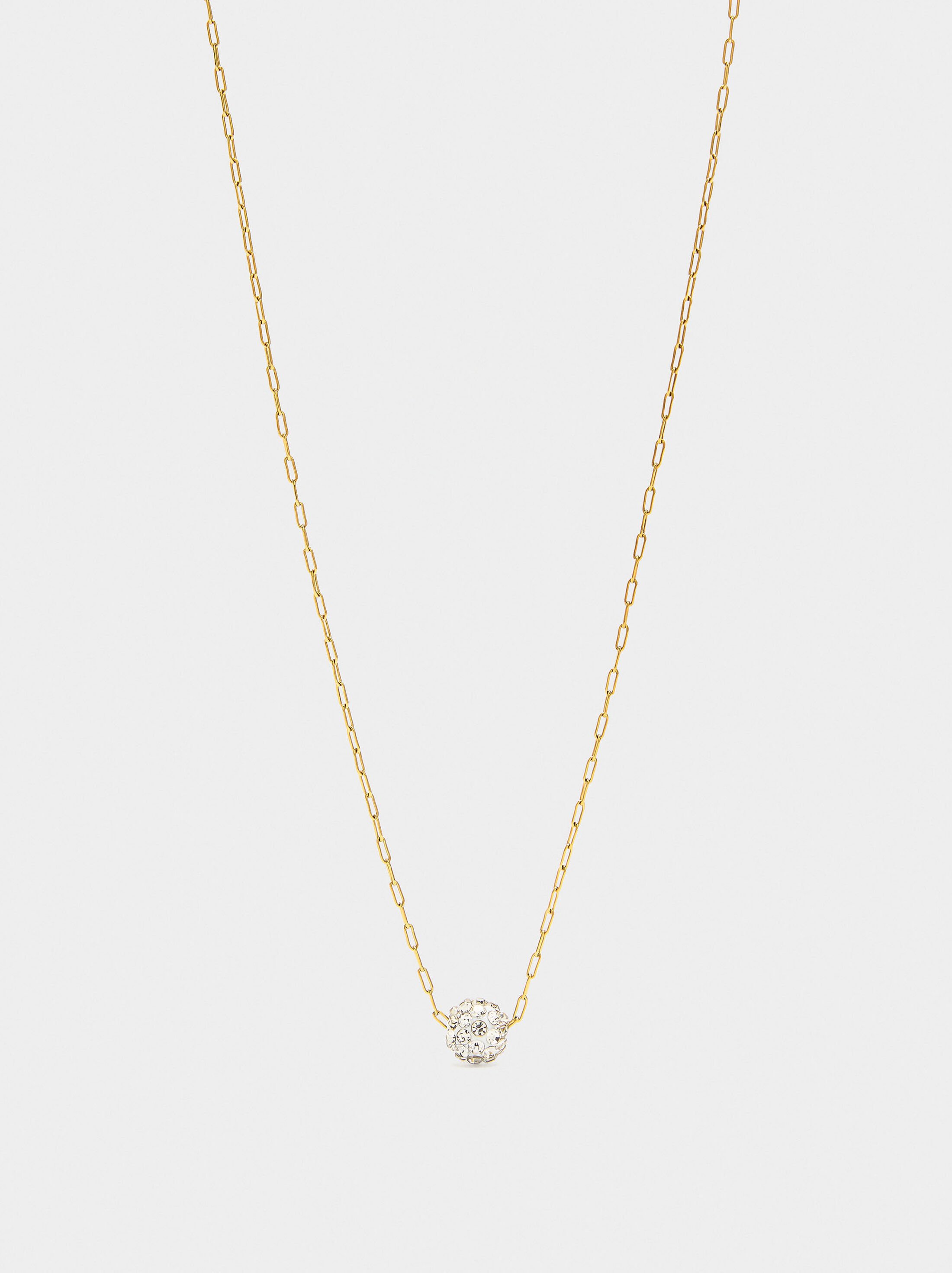 Long necklace with crystal - stainless steel image number 0.0