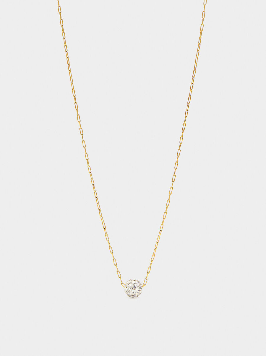 Long necklace with crystal - stainless steel