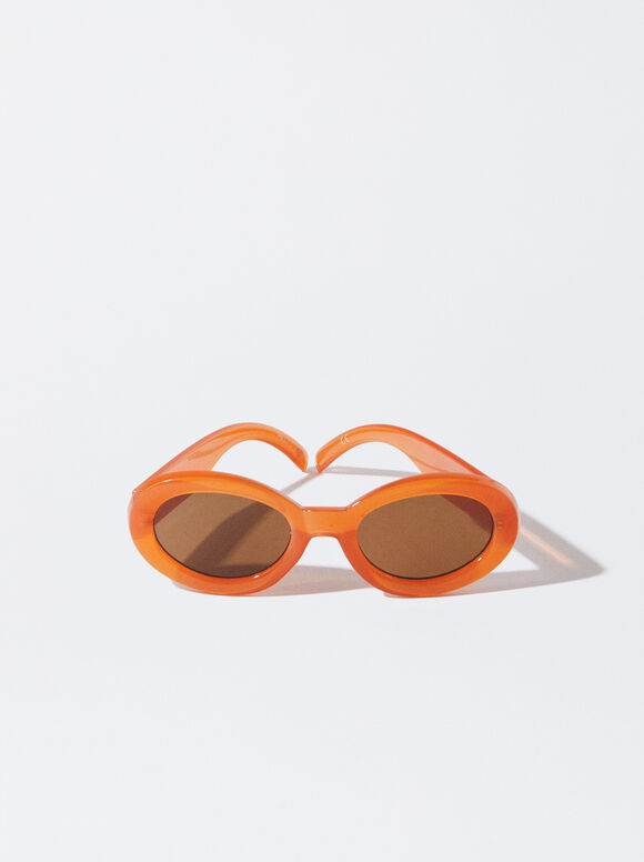 Sonnenbrille Mit Ovalem Rahmen, Orange, hi-res