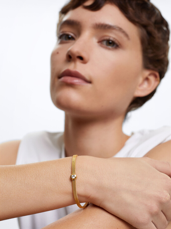 Bracelet Doré En Acier, Doré, hi-res