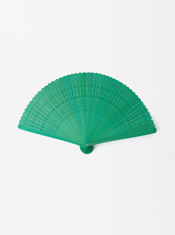 Bamboo Perforated Fan, Yellow, hi-res