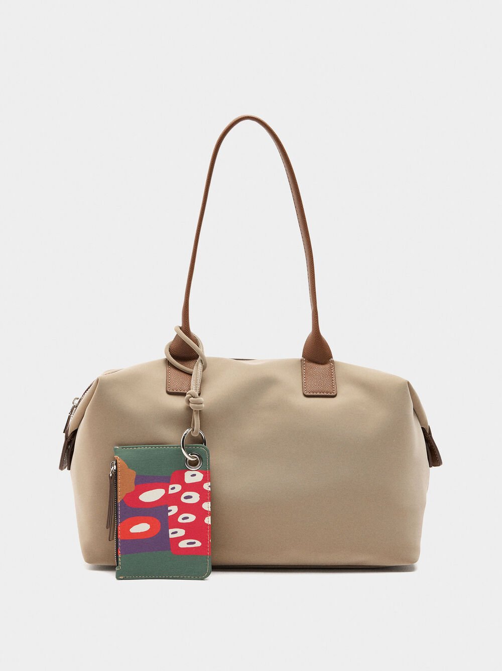 Shopper bag with soft texture and pendant