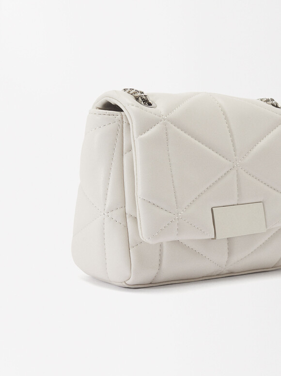 Quilted Crossbody Bag, White, hi-res