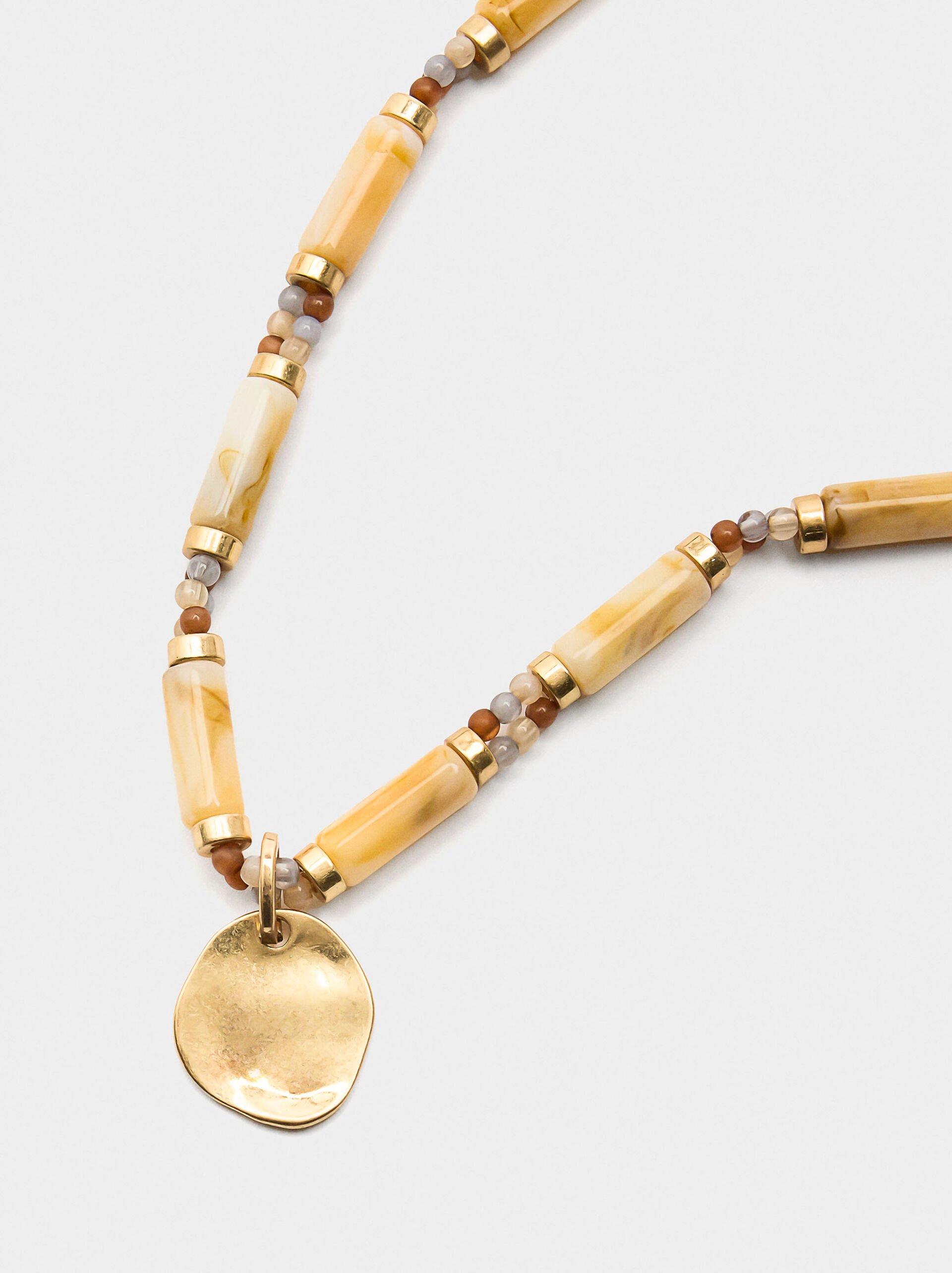 Short segmented necklace with stone effect image number 2.0