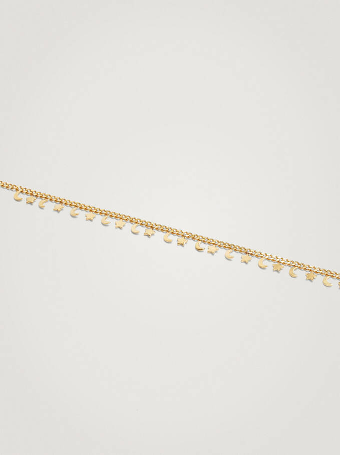 Halskette Aus Stahl Mit Charms, Golden, hi-res