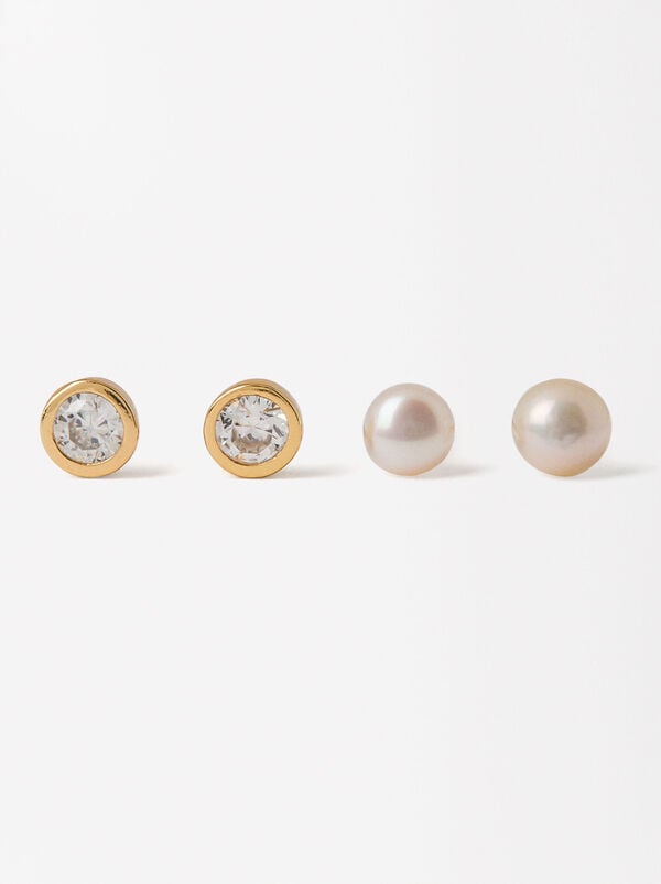 Crystal pearl earring set - sterling silver 925