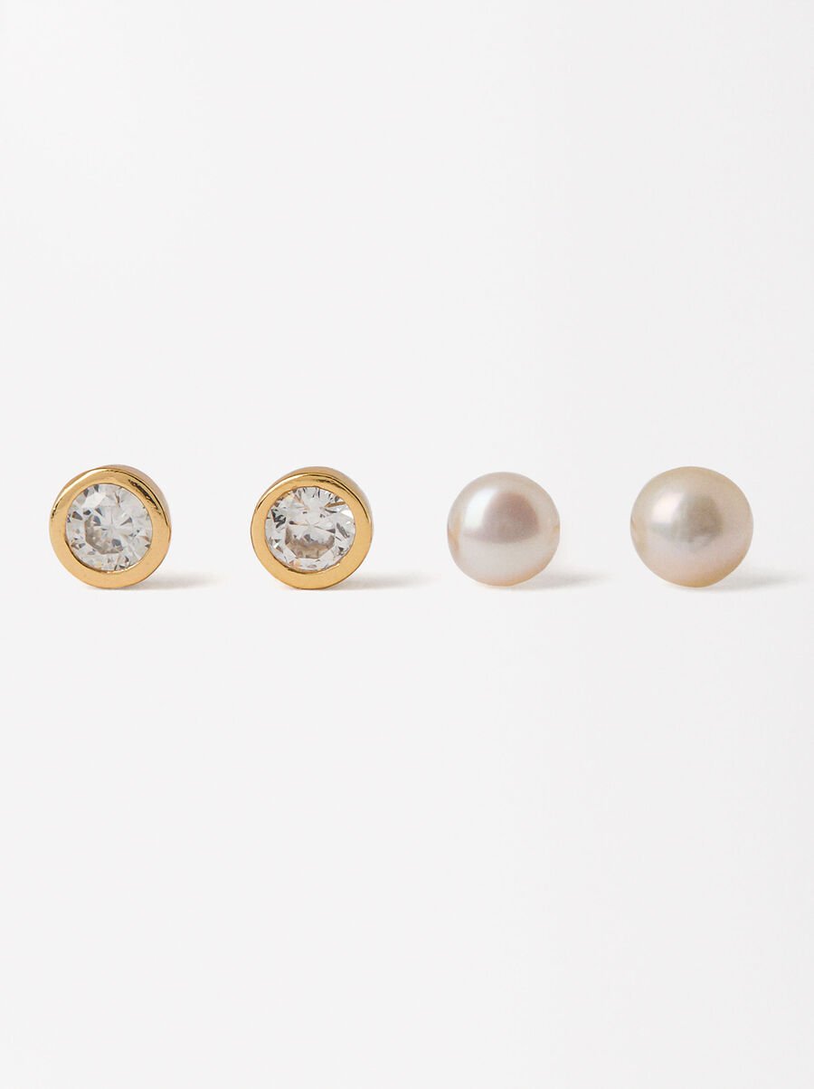 Crystal pearl earring set - sterling silver 925