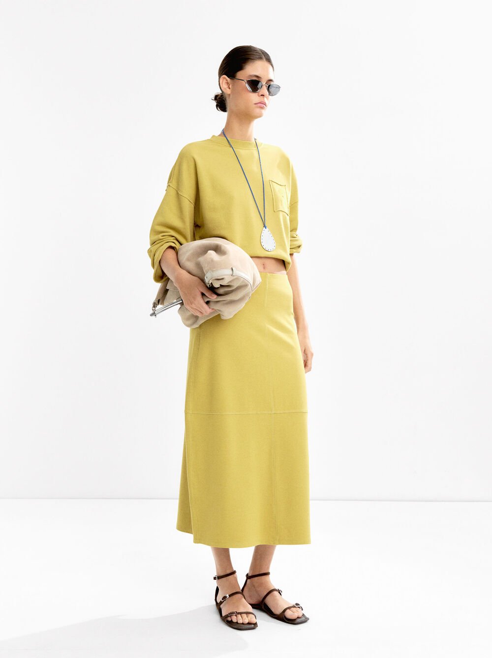 Midi skirt with topstitching