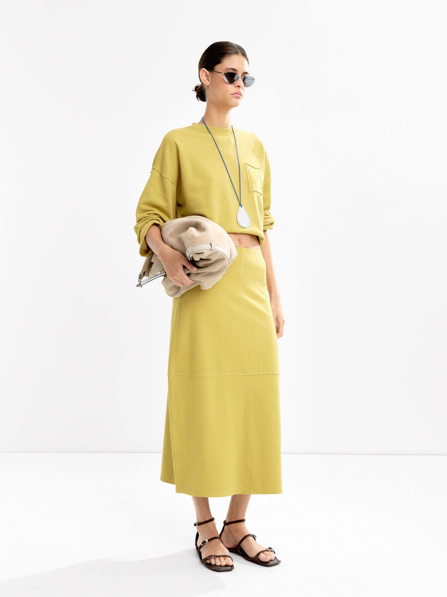Midi skirt with topstitching