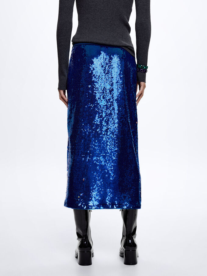 Midi Skirt With Sequins, Blue, hi-res