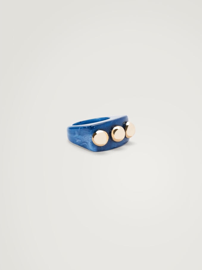 Signet Ring With Beads, Blue, hi-res