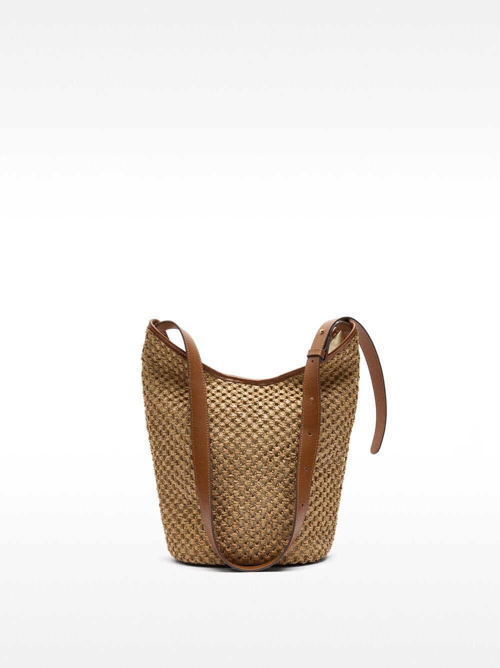 Bucket bag with straw effect and removable bag M