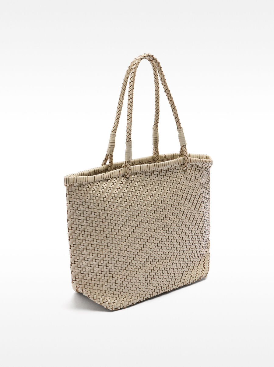 Woven leather shopper bag