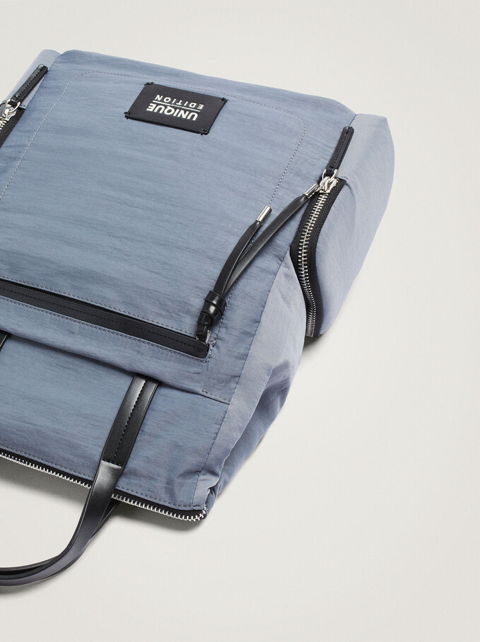 Nylon Backpack Made From Recycled Materials, Blue, hi-res