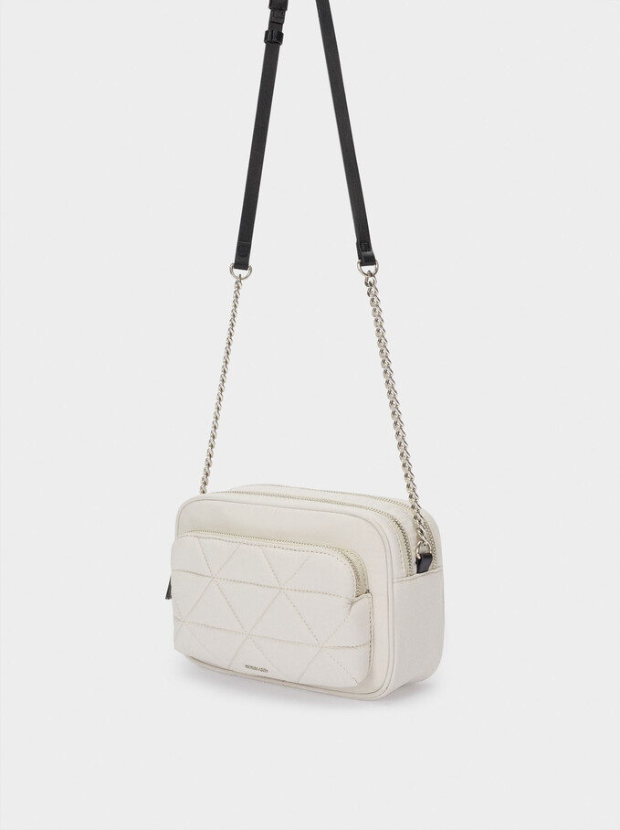Quilted Nylon Crossbody Bag, White, hi-res