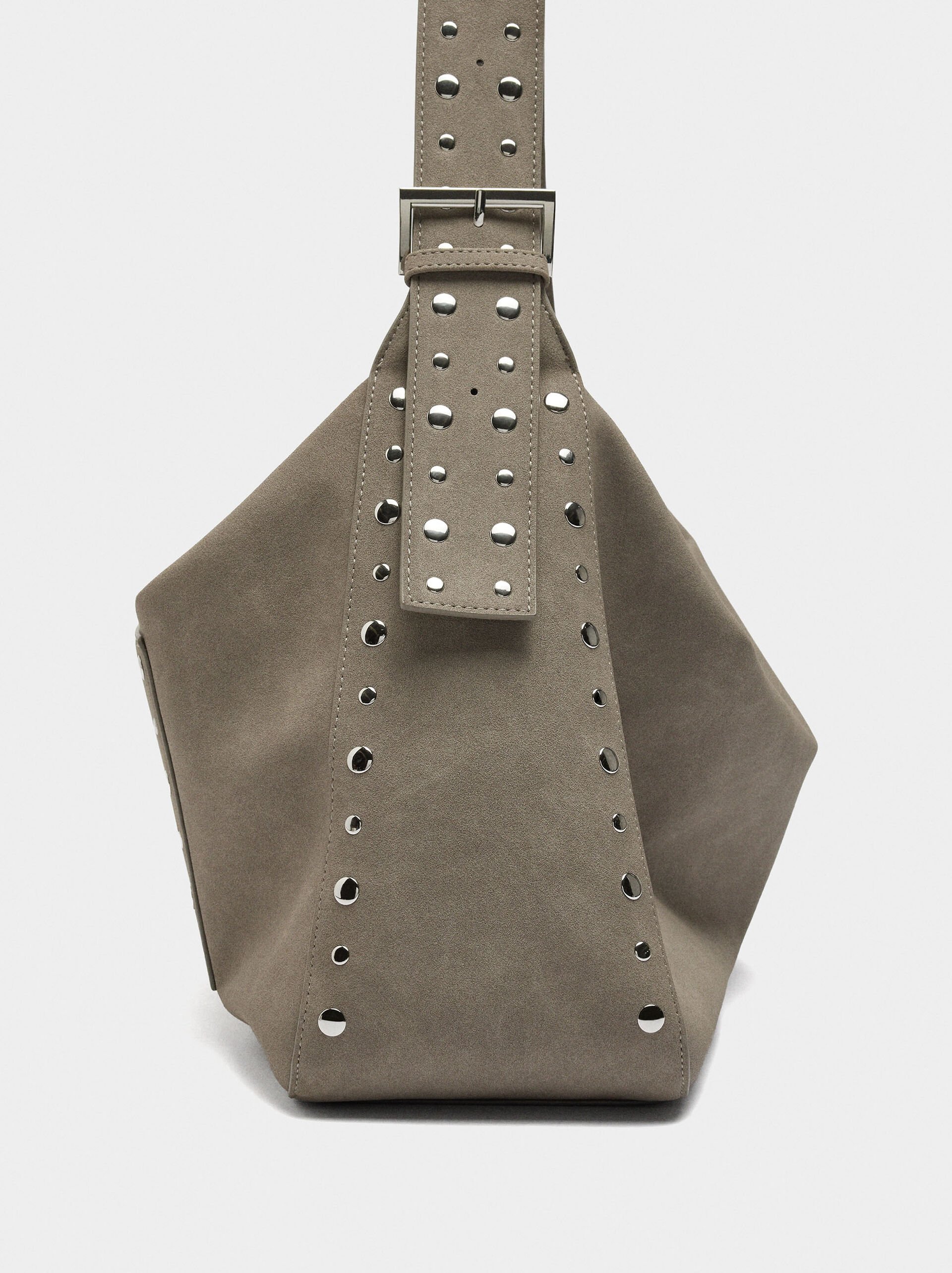 Leather-effect handbag with studs image number 2.0