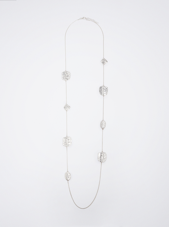 Long Silver Necklace, Silver, hi-res