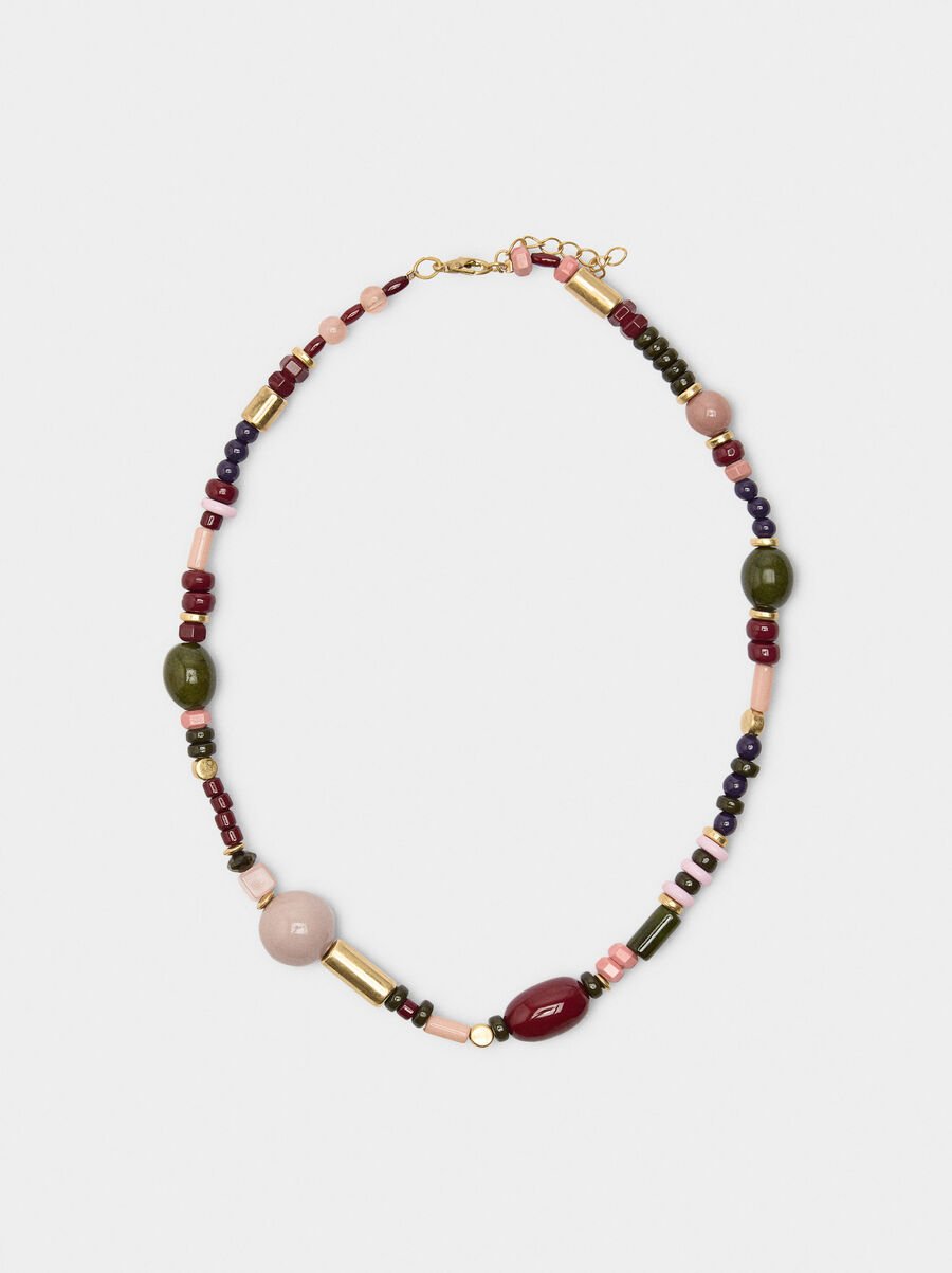 Short necklace with beads stone effect