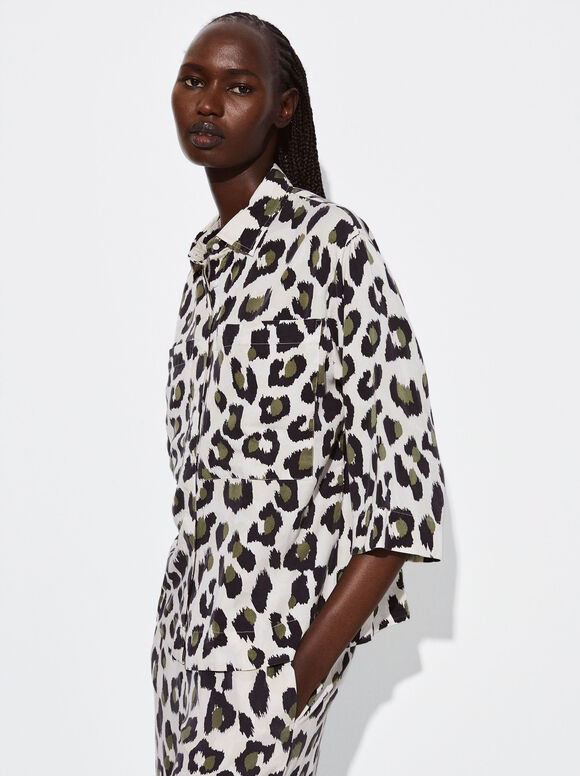 100% Lyocell Printed Shirt, Multicolor, hi-res